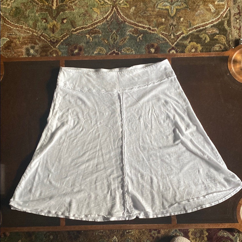 Prana White Midi A-Line Skirt High-Low Casual